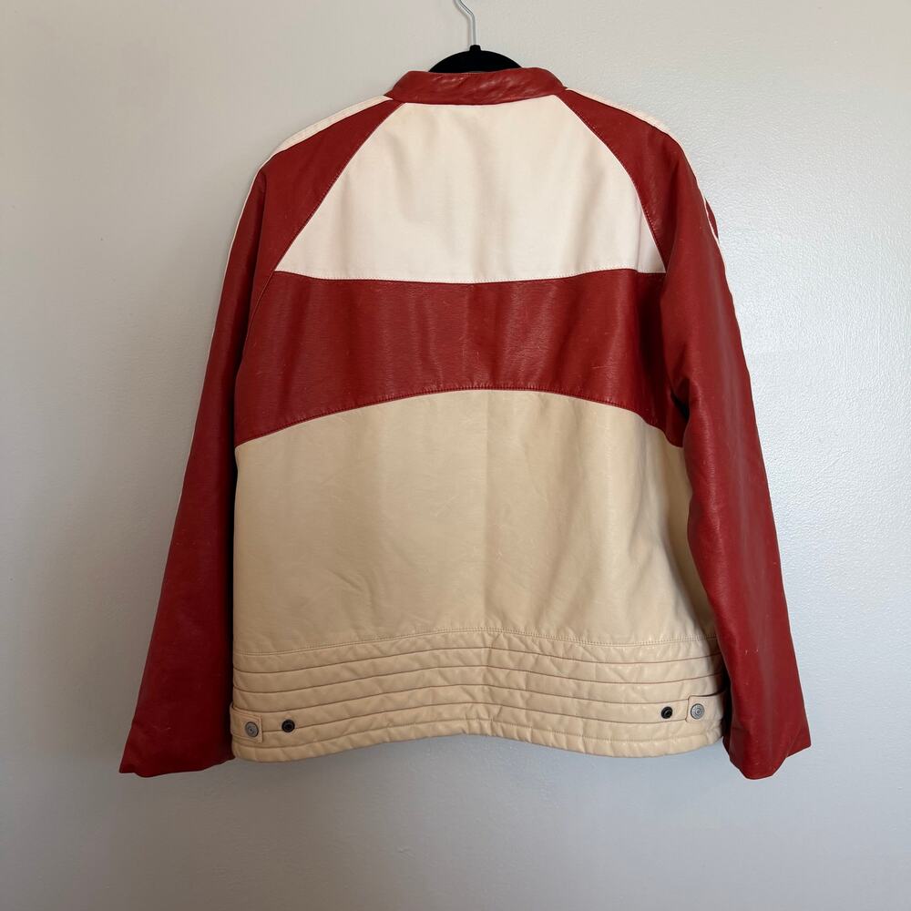 Free People x Revolve XL Ryder Sport Vegan Moto Jacket in red combo - Picture 6 of 11